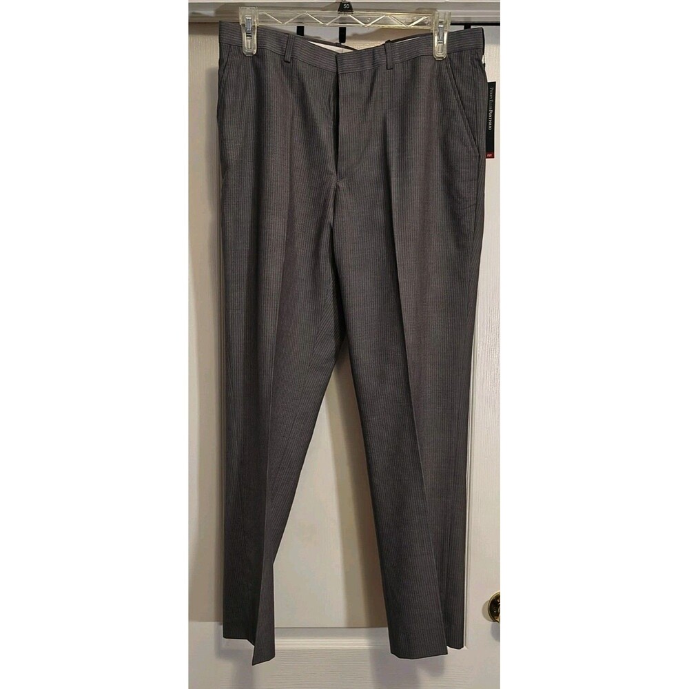 Men Pants 36x32 Perry Ellis Portfolio TravelLuxe NWT Charcoal Pinstripe MSRP $75